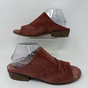 Sofft Netta Sandal Slide Burnt Red Orange Leather Suede Women's Size 10